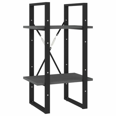 Boekenkast met 2 schappen 40x30x70 cm massief grenenhout grijs 2