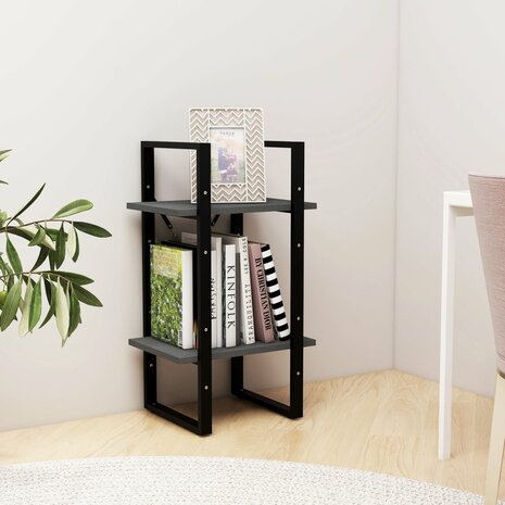 Boekenkast met 2 schappen 40x30x70 cm massief grenenhout grijs 3