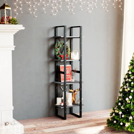 Boekenkast met 4 schappen 40x30x140 cm massief grenenhout grijs 1