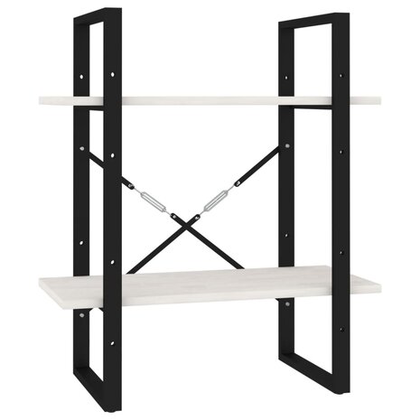 Boekenkast met 2 schappen 40x30x70 cm massief grenenhout wit 2