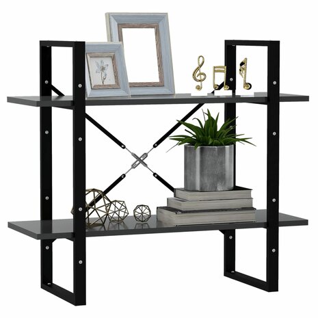 Boekenkast met 2 schappen 80x30x70 cm spaanplaat grijs 3