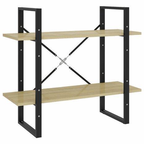 Boekenkast met 2 schappen 80x30x70 cm spaanplaat sonoma eiken 2