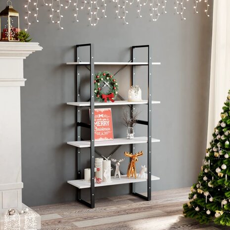 Boekenkast met 4 schappen 80x30x140 cm spaanplaat wit 1