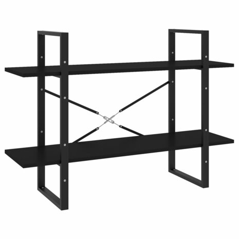 Boekenkast met 2 schappen 100x30x70 cm spaanplaat zwart 2