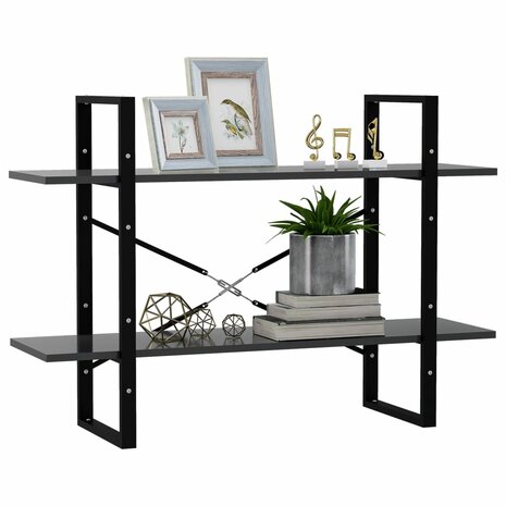 Boekenkast met 2 schappen 100x30x70 cm spaanplaat grijs 4