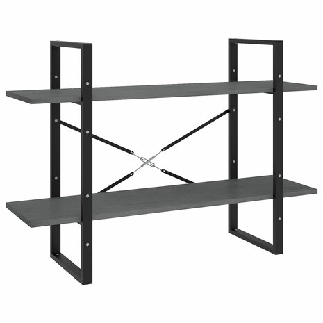 Boekenkast met 2 schappen 100x30x70 cm massief grenenhout grijs 2