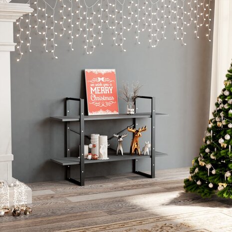 Boekenkast met 2 schappen 100x30x70 cm massief grenenhout grijs 3