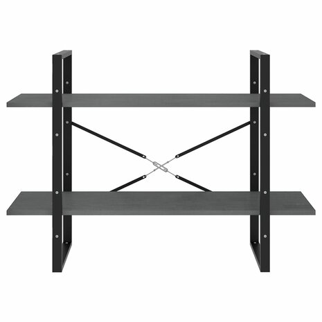 Boekenkast met 2 schappen 100x30x70 cm massief grenenhout grijs 5
