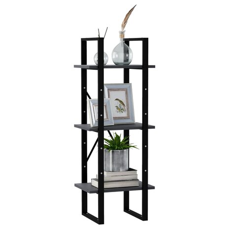 Boekenkast met 3 schappen 40x30x105 cm massief grenenhout grijs 3