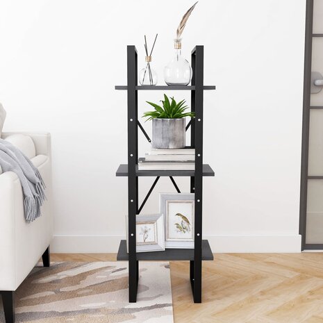 Boekenkast met 3 schappen 40x30x105 cm massief grenenhout grijs 5