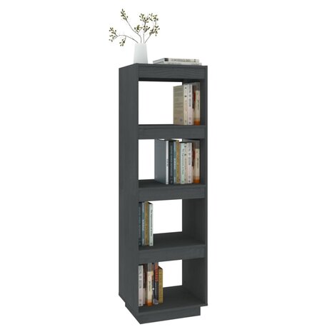 Boekenkast/kamerscherm 40x35x135 cm massief grenenhout grijs 4