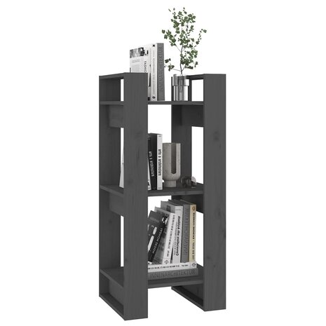 Boekenkast/kamerscherm 41x35x91 cm massief grenenhout grijs 5