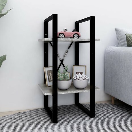 Boekenkast 2-laags 40x30x70 cm bewerkt hout grijs sonoma eiken 1