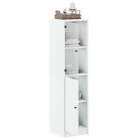 Hoge kast met glazen deur 35x37x142 cm wit 5