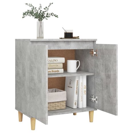 Dressoir met houten poten 60x35x70 cm bewerkt hout betongrijs 4