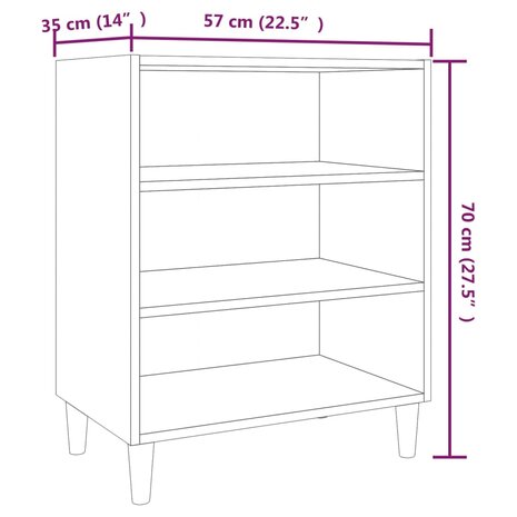Dressoir 57x35x70 cm bewerkt hout grijs sonoma eikenkleurig 6