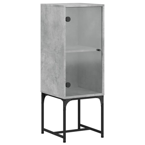 Bijzetkast met glazen deur 35x37x100 cm betongrijs 2