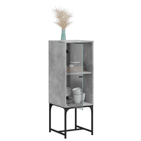 Bijzetkast met glazen deur 35x37x100 cm betongrijs 5