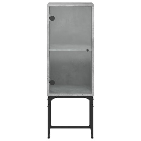Bijzetkast met glazen deur 35x37x100 cm betongrijs 6