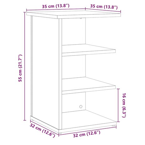 Dressoir 35x35x55 cm bewerkt hout oud houtkleurig 9