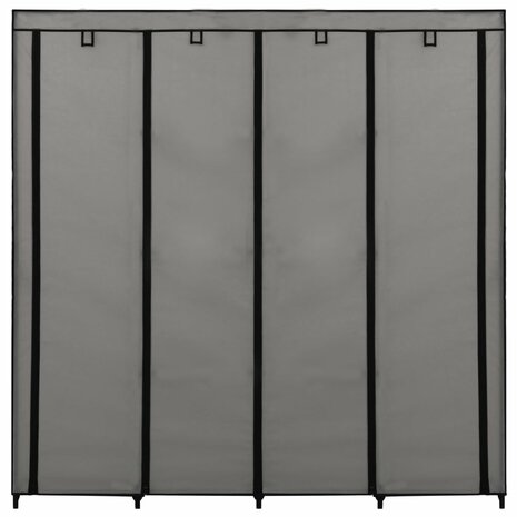 Kledingkast met 4 vakken 175x45x170 cm grijs 4