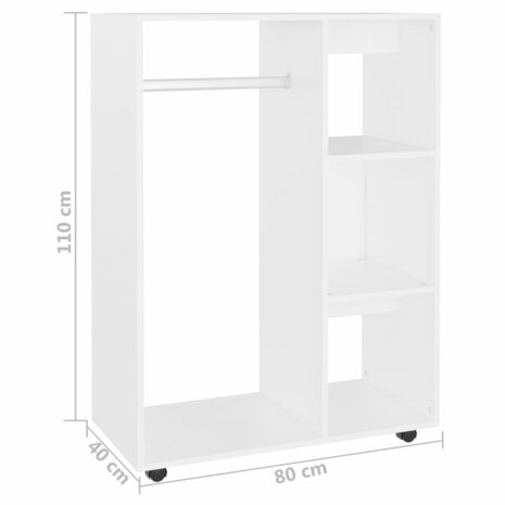 Kledingkast 80x40x110 cm bewerkt hout wit 7