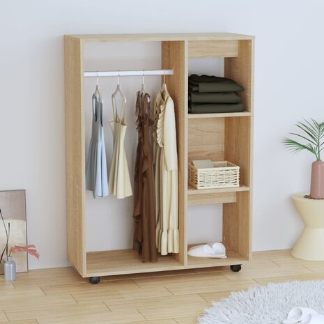 Kledingkast 80x40x110 cm bewerkt hout sonoma eikenkleurig 3
