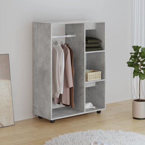 Kledingkast 80x40x110 cm bewerkt hout betongrijs 1
