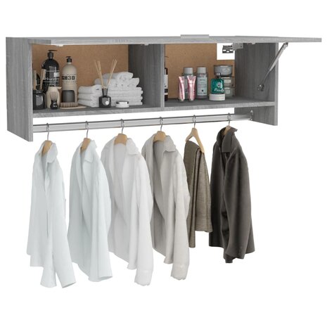 Kledingkast 100x32,5x35 cm bewerkt hout grijs sonoma eikenkleur 8