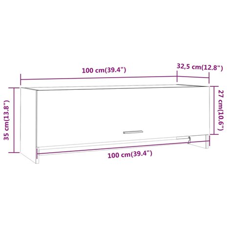Kledingkast 100x32,5x35 cm bewerkt hout grijs sonoma eikenkleur 9