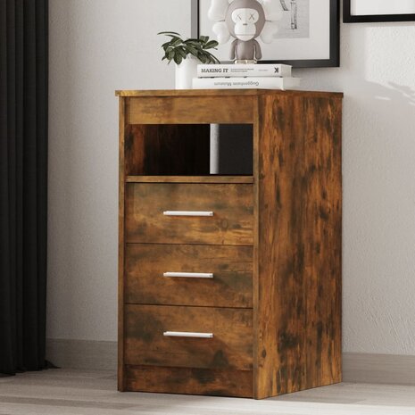 Ladekast 40x50x76 cm bewerkt hout gerookt eikenkleurig 1