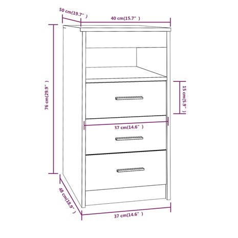 Ladekast 40x50x76 cm bewerkt hout grijs sonoma eikenkleurig 8
