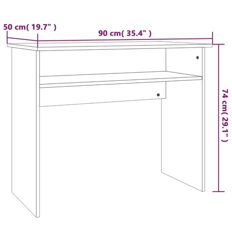 Bureau 90x50x74 cm bewerkt hout grijs sonoma eikenkleurig	 7