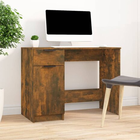 Bureau 100x50x75 cm bewerkt hout gerookt eikenkleurig 1