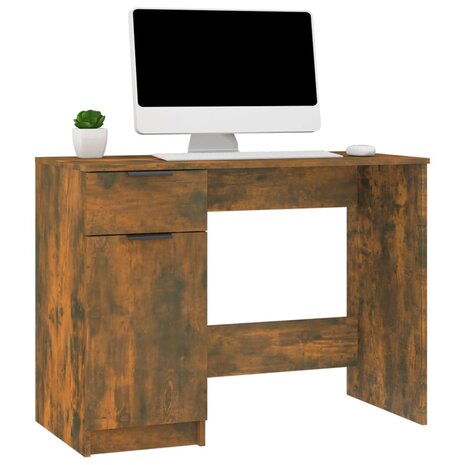 Bureau 100x50x75 cm bewerkt hout gerookt eikenkleurig 4