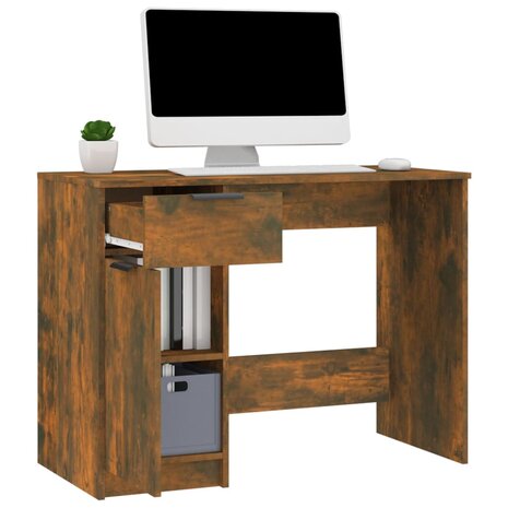 Bureau 100x50x75 cm bewerkt hout gerookt eikenkleurig 5