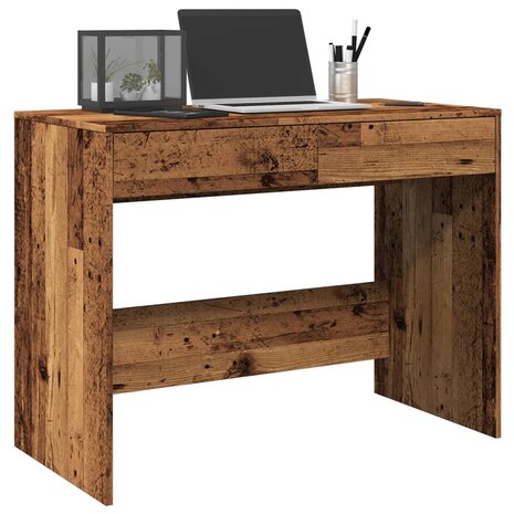 Bureau 101x50x76,5 cm bewerkt hout oud houtkleurig 1