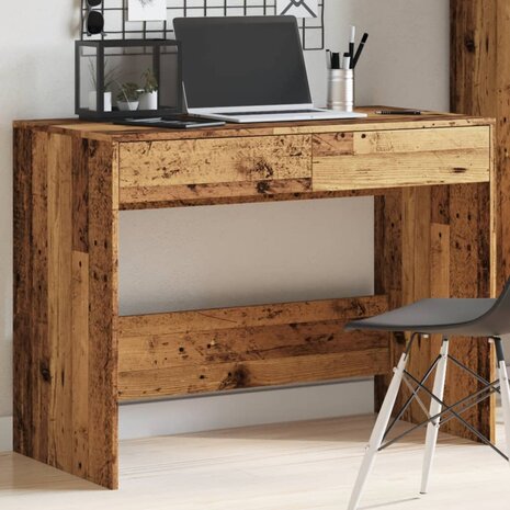 Bureau 101x50x76,5 cm bewerkt hout oud houtkleurig 4