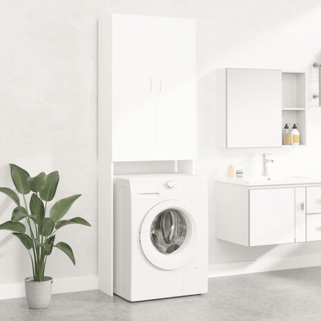 Wasmachinekast 64x25,5x190 cm wit 1