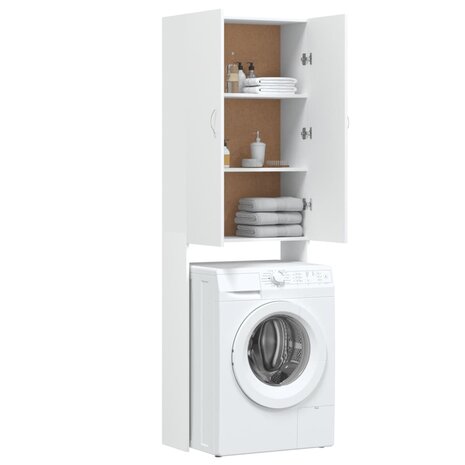 Wasmachinekast 64x25,5x190 cm wit 6