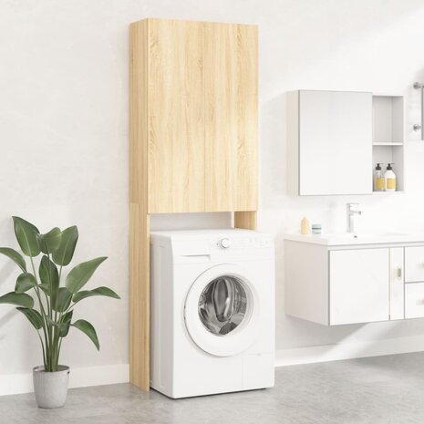 Wasmachinekast 64x25,5x190 cm sonoma eikenkleurig 1