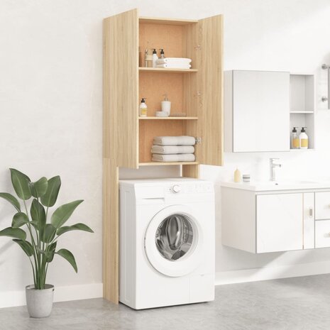 Wasmachinekast 64x25,5x190 cm sonoma eikenkleurig 7