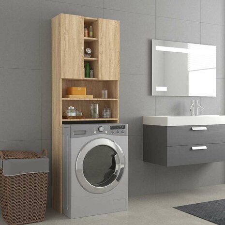 Wasmachinekast 64x25,5x190 cm sonoma eikenkleurig 1