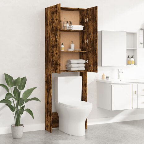 Wasmachinekast 64x25,5x190 cm gerookt eikenkleurig 4