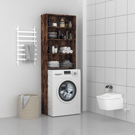 Wasmachinekast 64x24x190 cm gerookt eikenkleurig 1