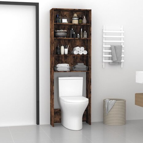 Wasmachinekast 64x24x190 cm gerookt eikenkleurig 3
