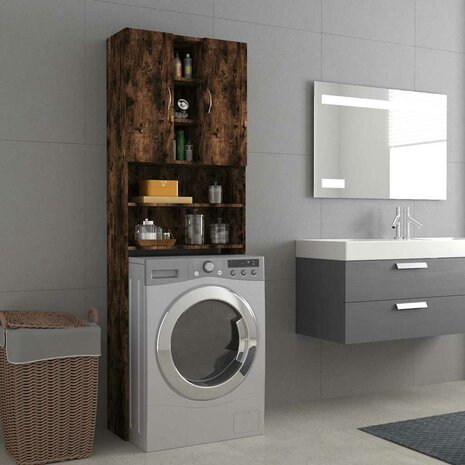 Wasmachinekast 64x25,5x190 cm gerookt eikenkleurig 1
