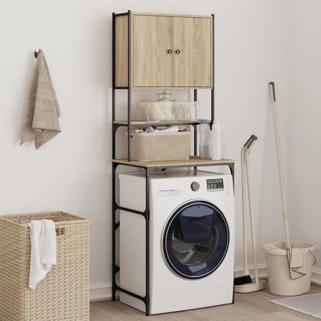 Wasmachinekast 68x48,5x194 cm sonoma eikenkleurig 1
