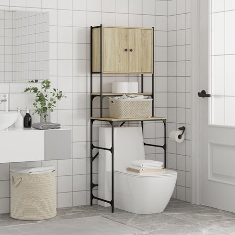 Wasmachinekast 68x48,5x194 cm sonoma eikenkleurig 4
