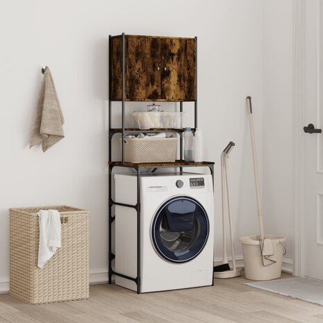 Wasmachinekast 68x48,5x194 cm gerookt eikenkleurig 3